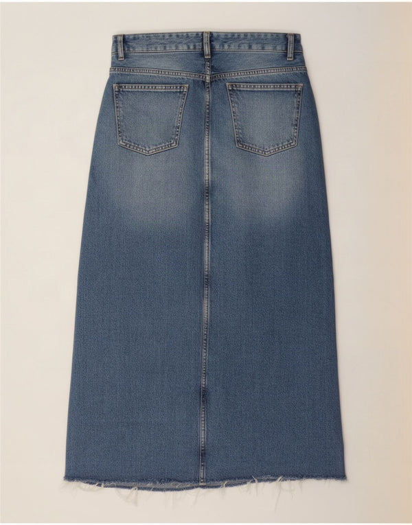 Zara Femme Jupe En Jean EU 34 2XS W24 Bleu Colorblock Coton