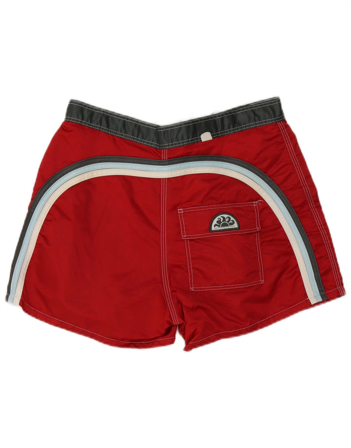 Sundek Short de bain graphique homme en nylon rayé rouge moyen