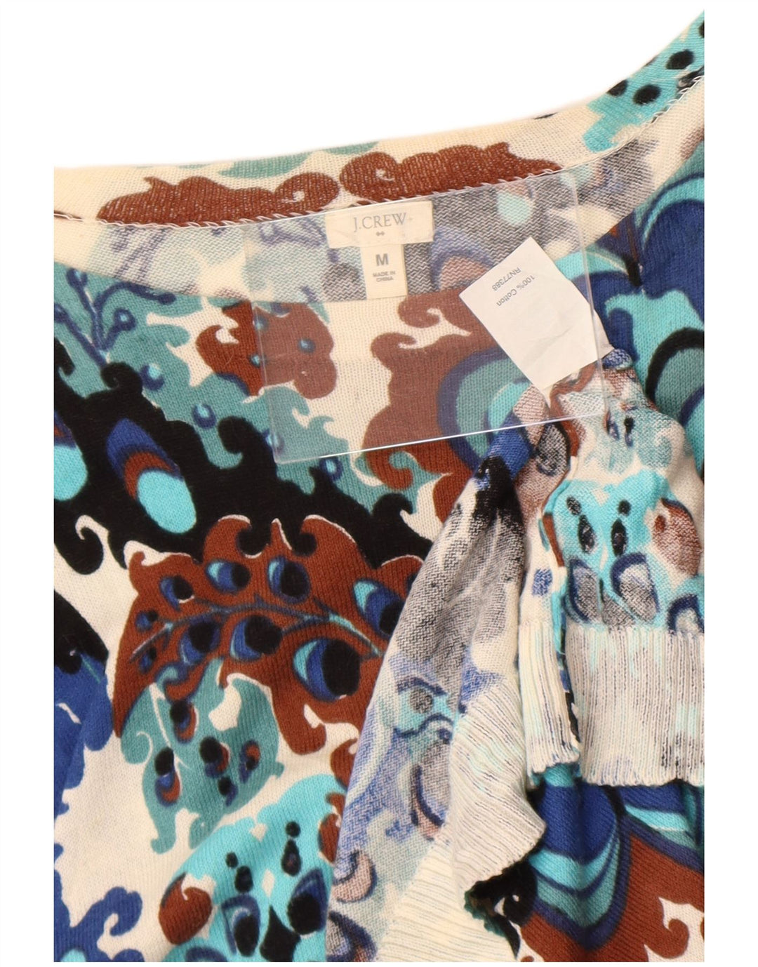 J. Crew Pull col bateau pour femme UK 12 Medium Multicolore Paisley