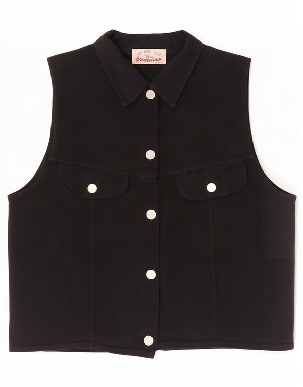 NEW LOOK Gilet en jean pour femme UK 44 en coton noir moyen