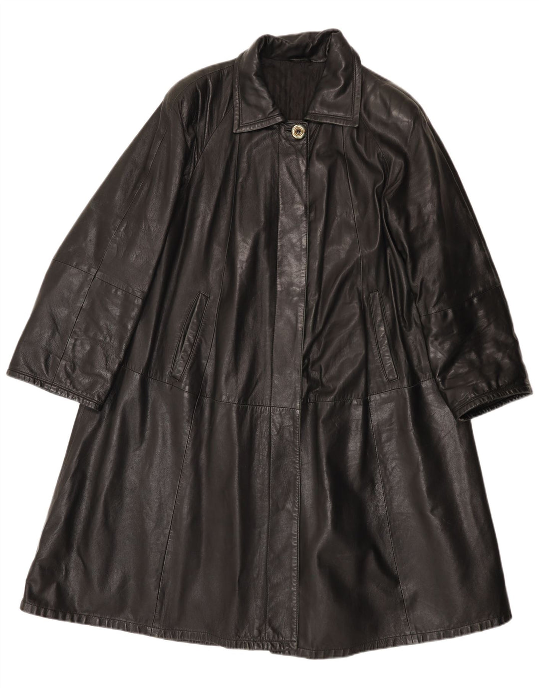 manteau en cuir femme vintage IT 42 Cuir noir moyen