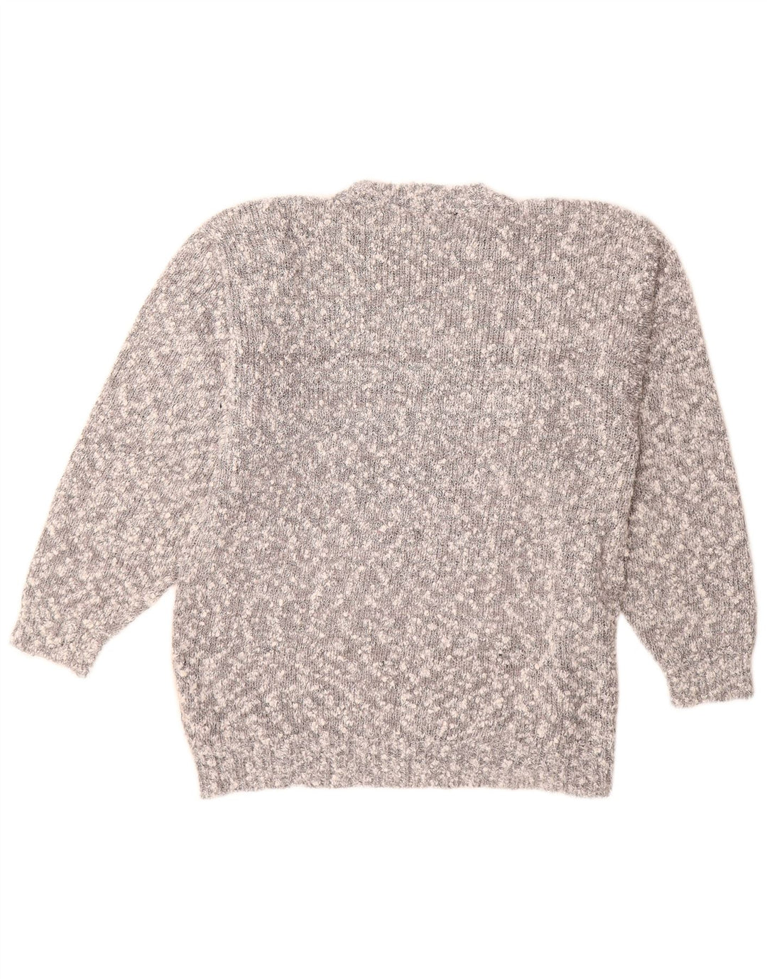 VINTAGE Pull ras du cou pour femme UK 14 Gris moyen Colourblock