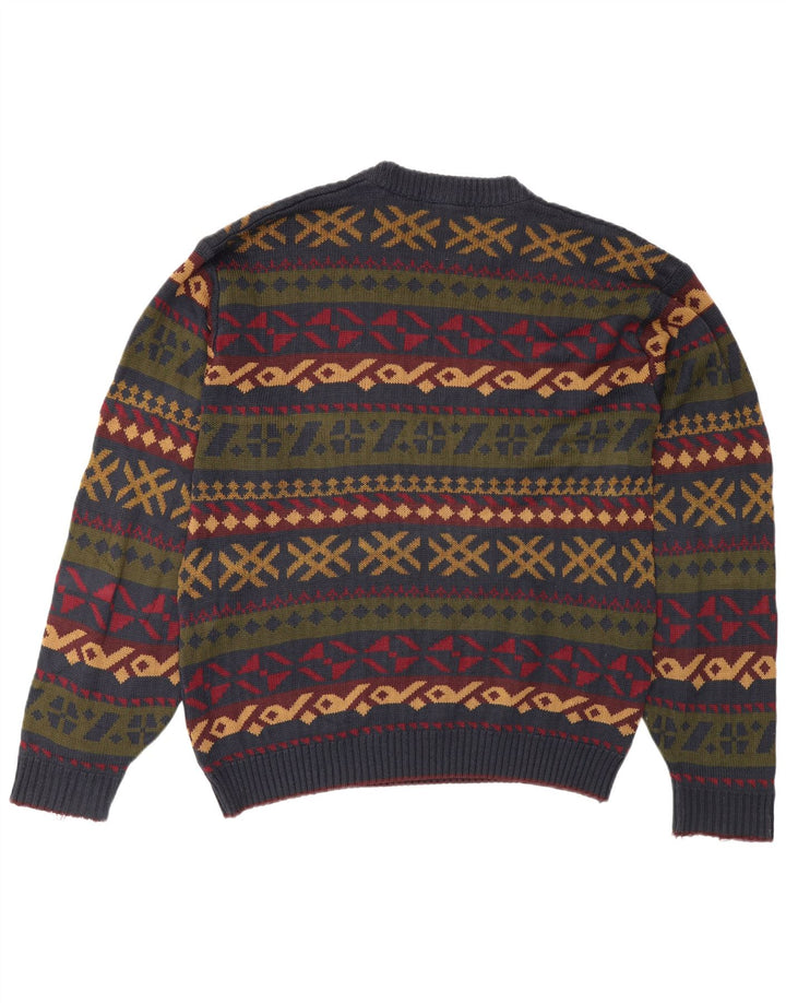 Marks & Spencer Pull à col rond pour homme Grand motif géométrique multicolore