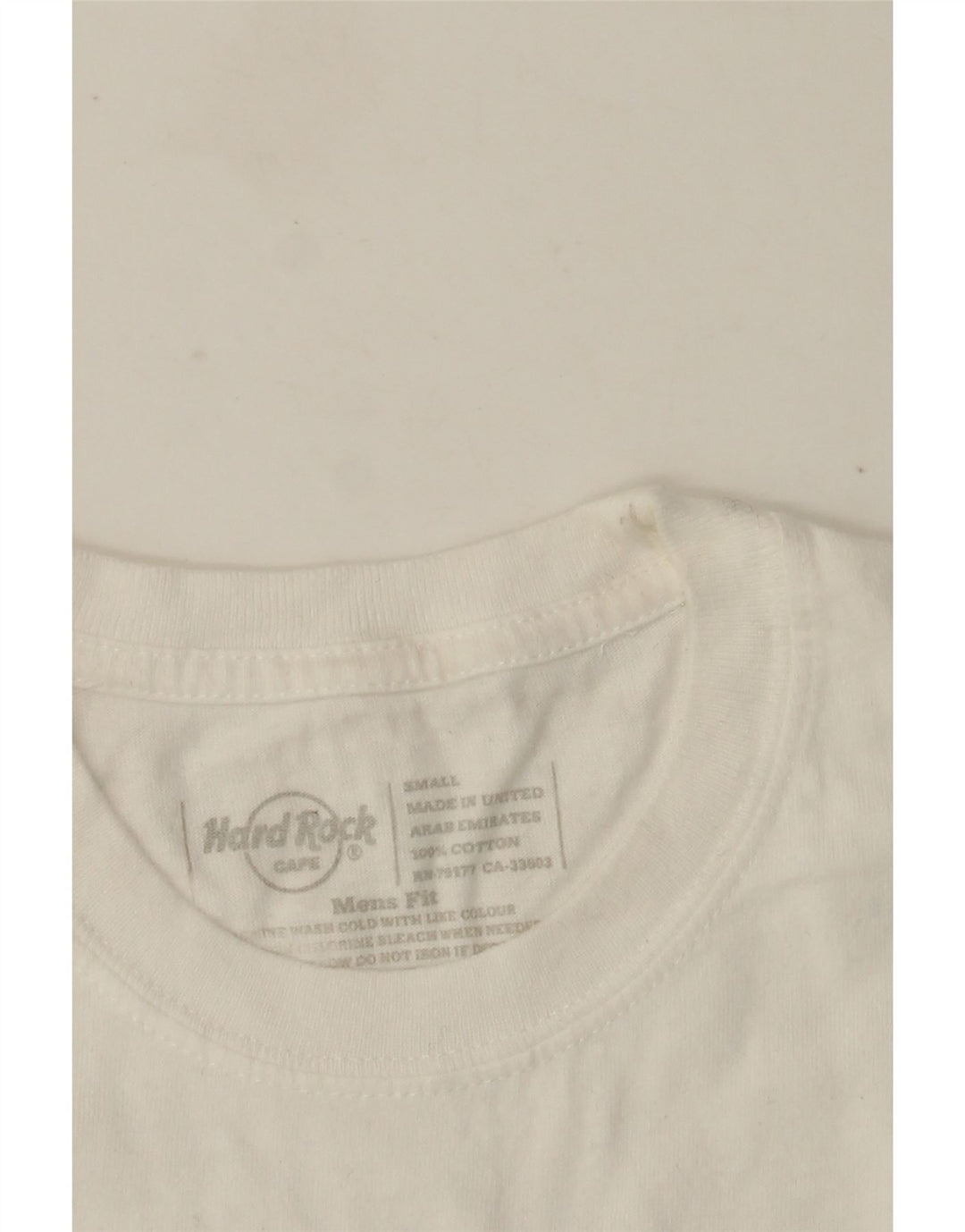Hard Rock Cafe Hommes Joli T-Shirt Graphique Haut Petit Coton Blanc