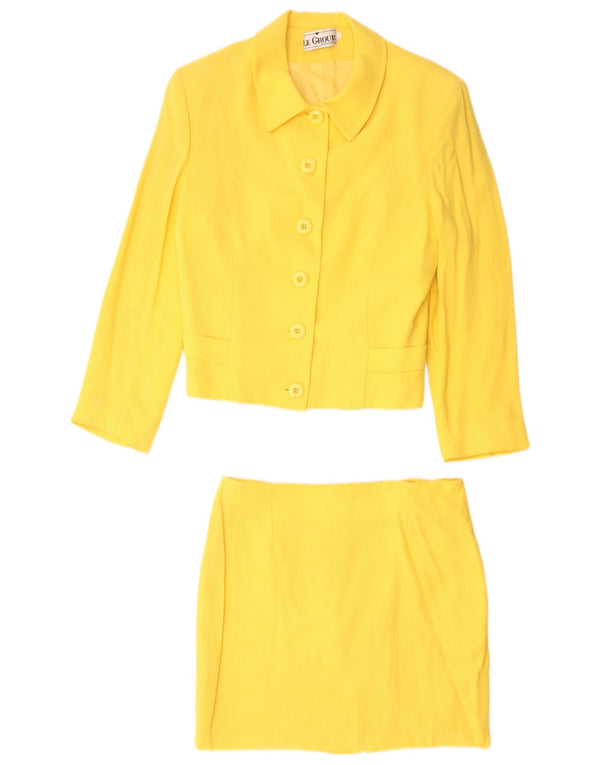 Le Group Ensemble jupe 2 pièces 6 boutons pour femme UK 12 Medium W28 Laine jaune