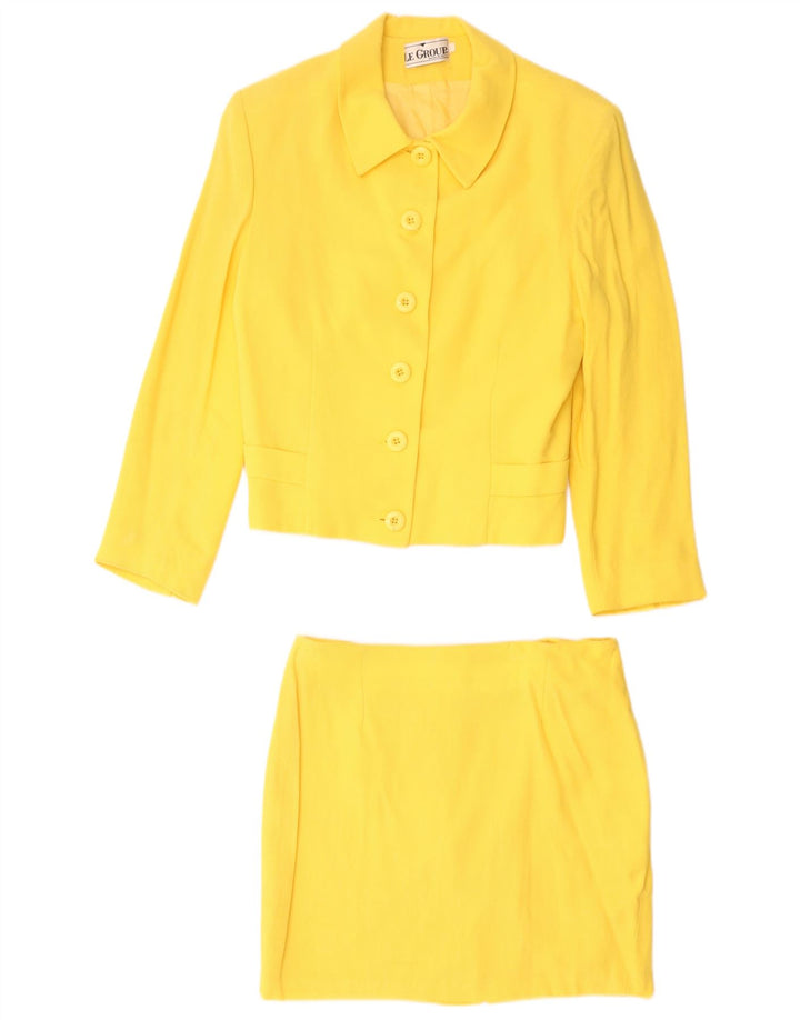 Le Group Ensemble jupe 2 pièces 6 boutons pour femme UK 12 Medium W28 Laine jaune