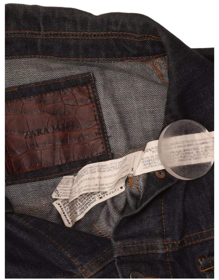 Zara Veste en jean pour homme UK 36 Petit coton bleu marine
