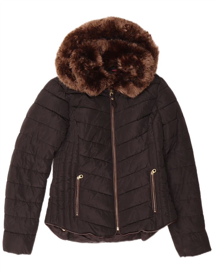 Joules Veste matelassée à capuche pour femme UK 10 Small Noir Polyester