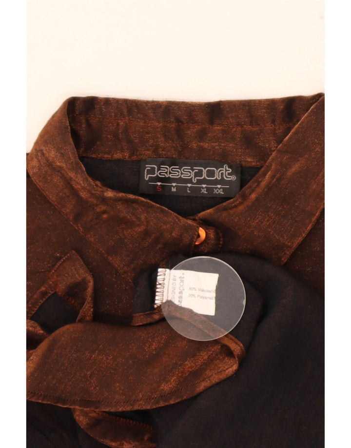 Passport Chemise Chemisier Femme UK 10 Petite Viscose Marron