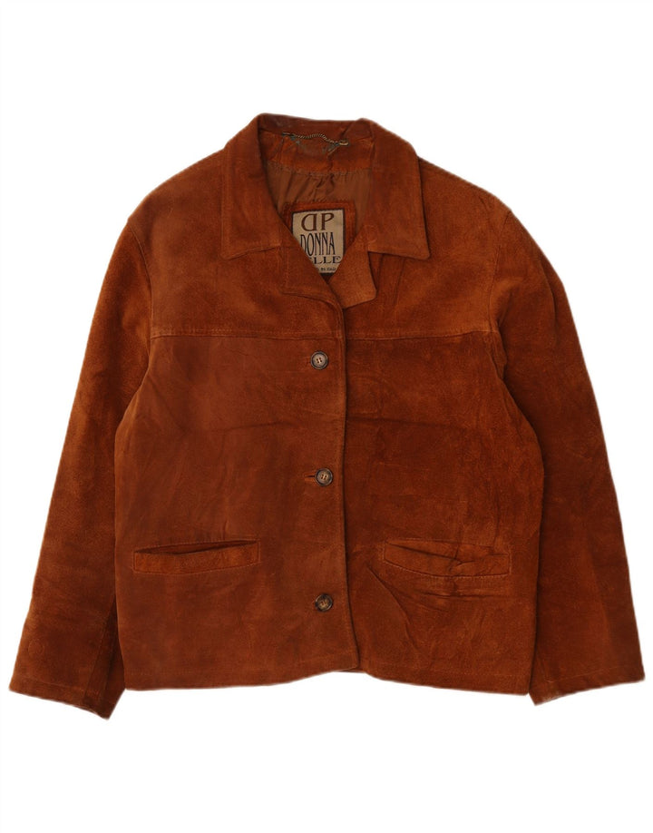 veste en daim femme vintage EU 48 2XL cuir marron
