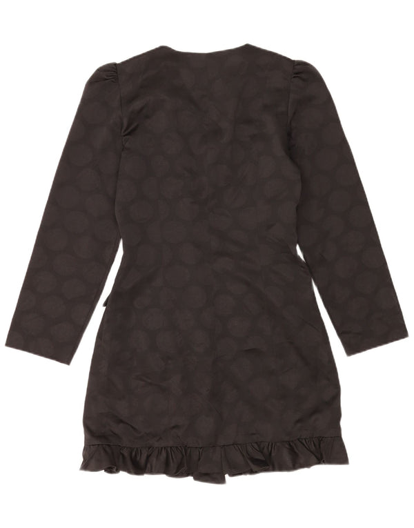 Zara Womens Double Breasted Blazer Jacket UK 10 Petit Noir Géométrique