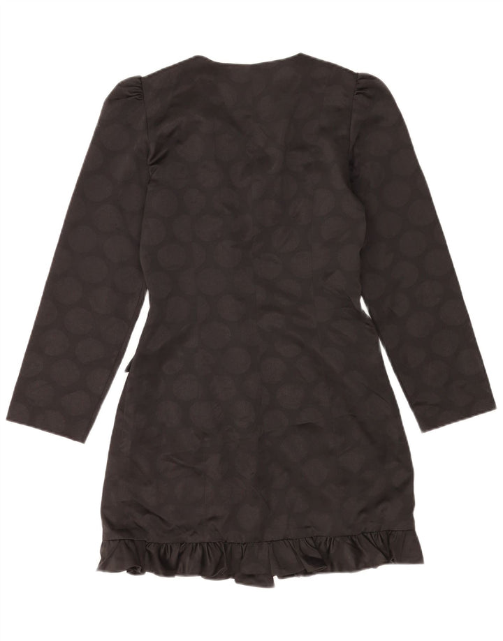 Zara Womens Double Breasted Blazer Jacket UK 10 Petit Noir Géométrique