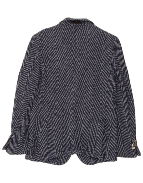 Massimo Dutti Veste blazer en tricot à 2 boutons pour homme EU 46 Petit chevron bleu