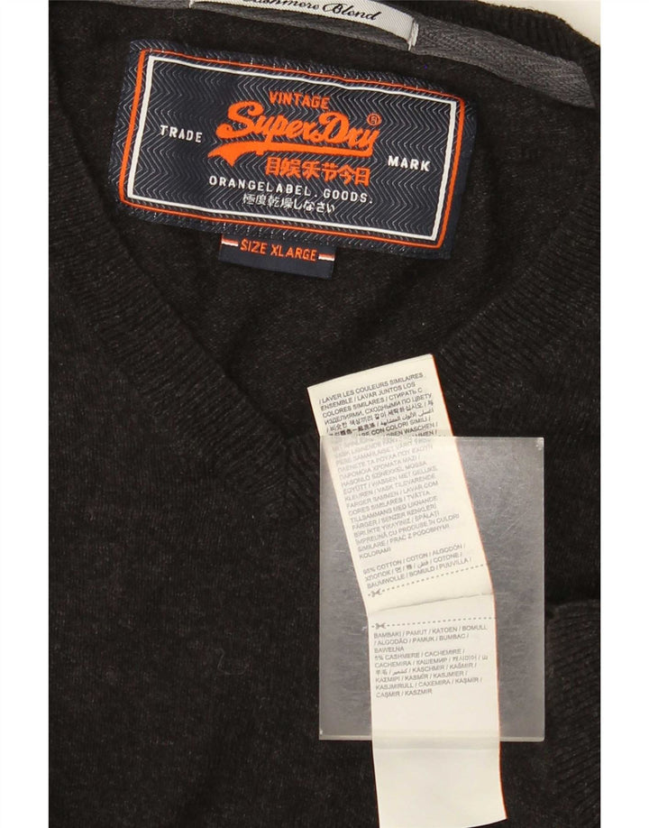Superdry Pull col V Homme XL Gris Coton