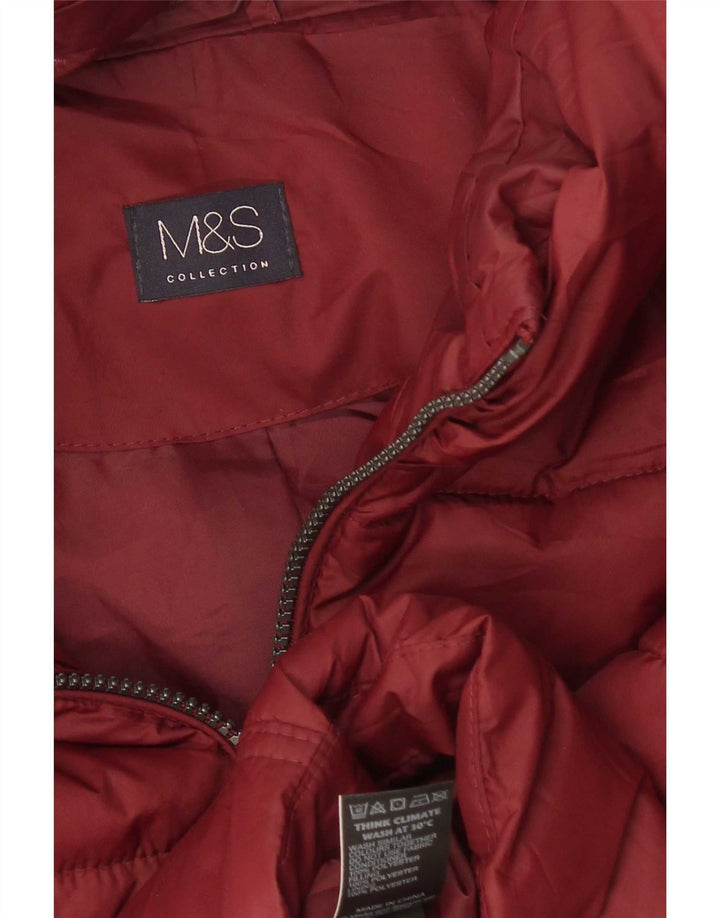 Marks & Spencer Veste rembourrée à capuche pour femme UK 12 Polyester bordeaux moyen