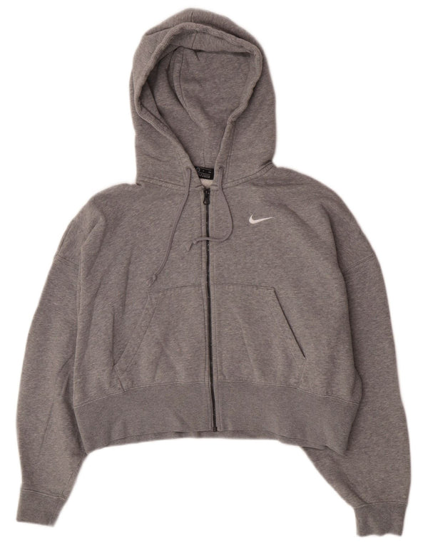 Nike Womens Relaxed Fit Zip Hoodie Sweater UK 10 Small Grey Cotton Sports