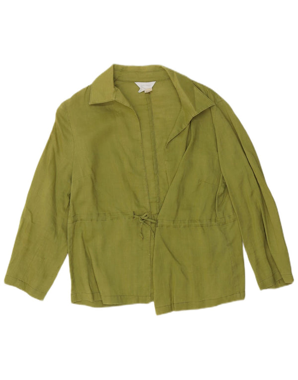 Zara Veste Blazer Femme UK 16 Large Vert Ramie