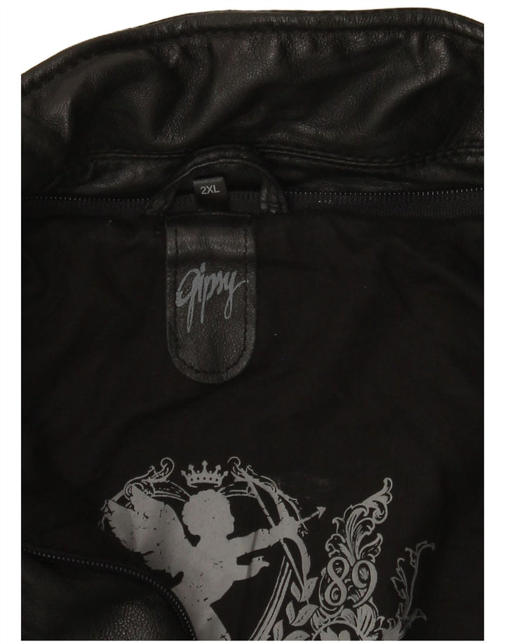 Gipsy Veste de motard en cuir pour femme UK 20 2XL Noir