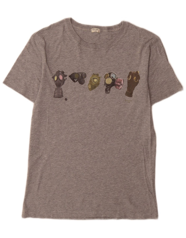 Paul Smith T-shirt graphique pour femme UK 12 Coton moucheté gris moyen