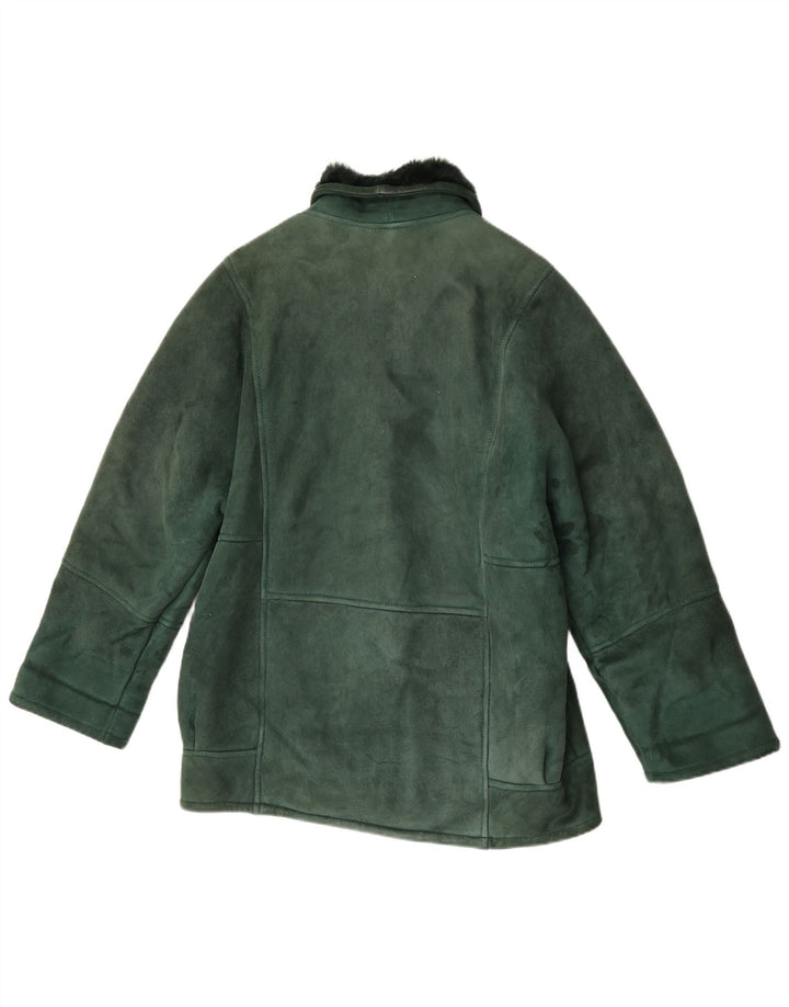 vintage Femme Loose Fit Shearling Veste IT 46 Grand Shearling Vert
