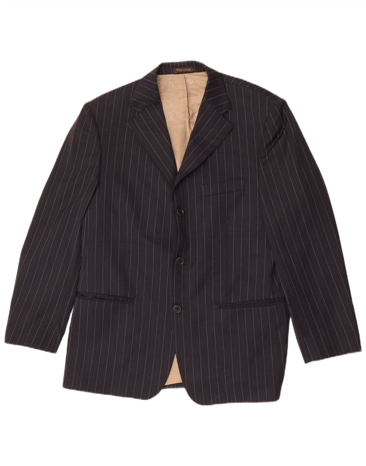 Marks & Spencer Veste blazer à 3 boutons pour homme UK 40 Bleu marine moyen rayé