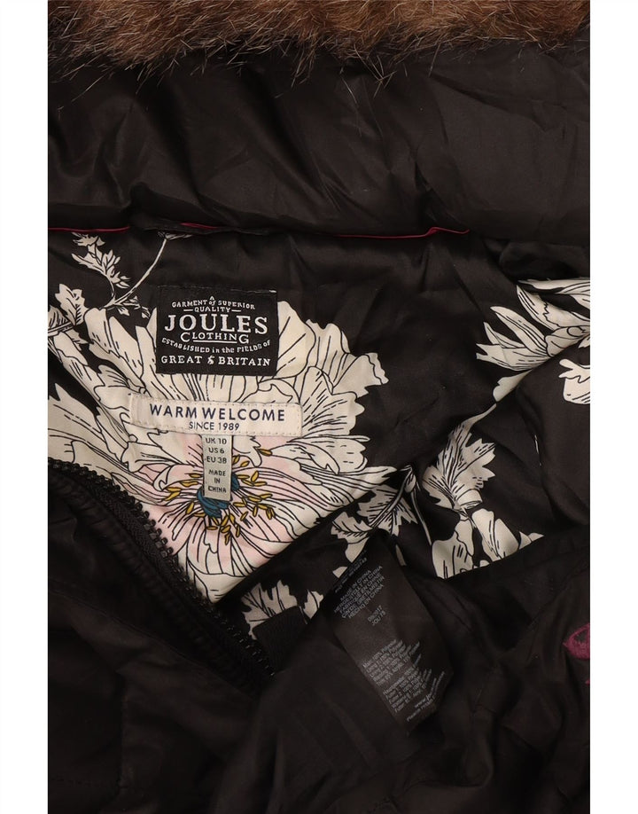 Joules Manteau matelassé à capuche pour femme UK 10 Petit Noir Polyester
