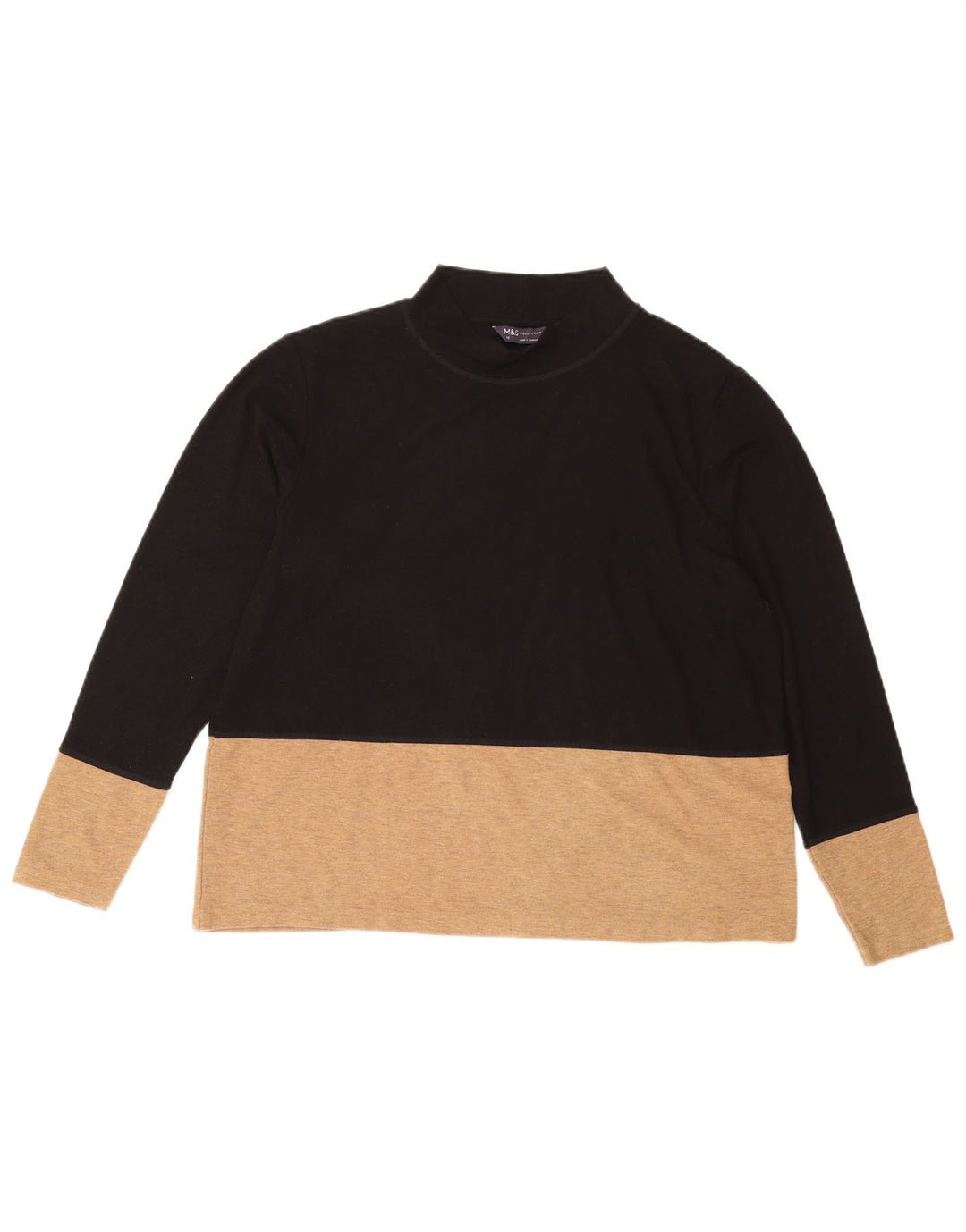 MARKS & SPENCER Haut Chemisier Femme UK 16 Grand Noir Colorblock Polyester