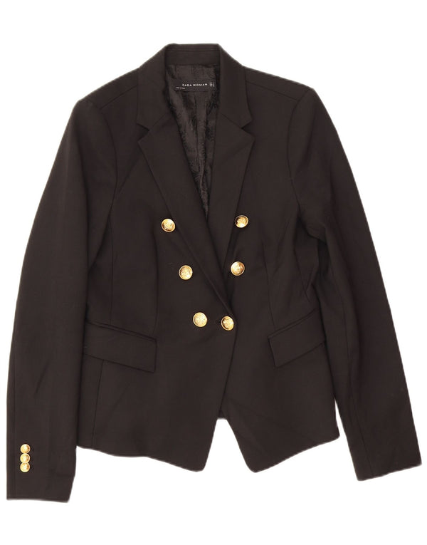 Zara Veste blazer double boutonnage pour femme UK 12 Noir moyen