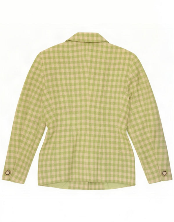 Piu & Womens 5 Button Blazer Jacket IT 42 Laine vierge vichy vert moyen