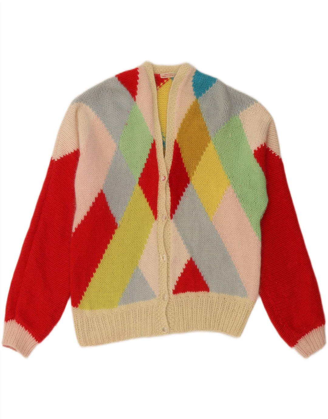 VINTAGE Womens Cardigan Sweater UK 14 Grand Argyle/Diamant multicolore