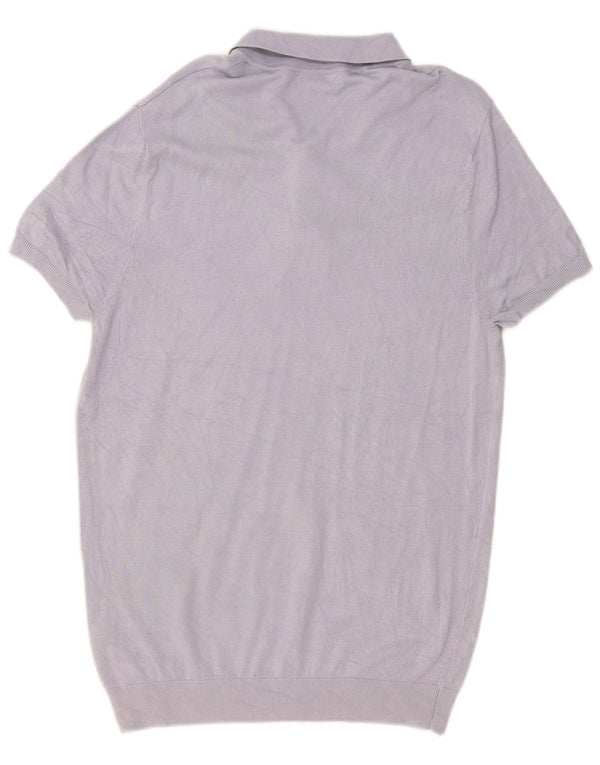 Zara Pull à manches courtes et col polo pour homme Large Bleu Viscose