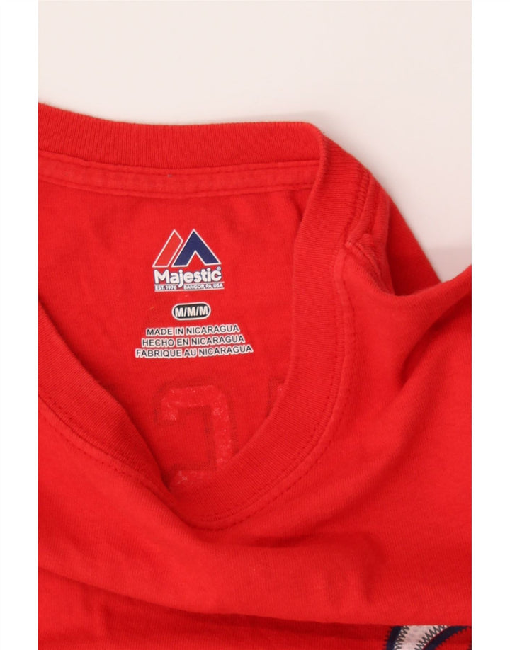 MAJESTIC Mens Graphic T-Shirt Top Medium Red Vintage Majestic and Second-Hand Majestic from Messina Hembry 