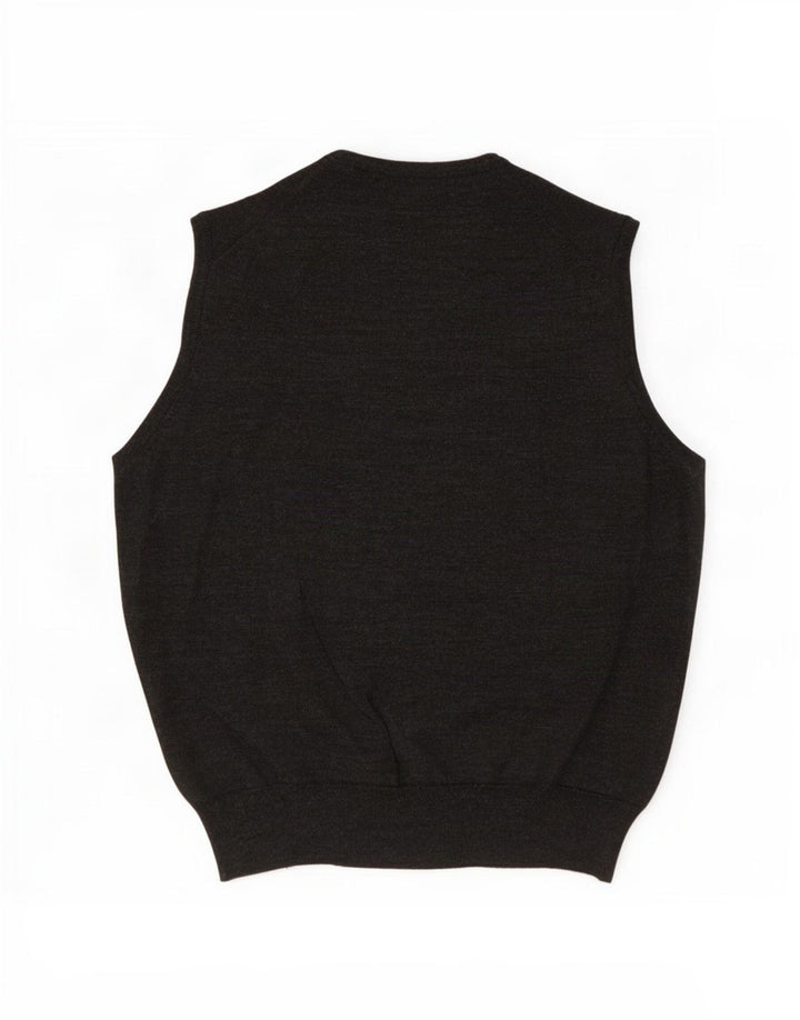 Il Granchio Débardeur Gilet Homme Gris Moyen Laine Vierge