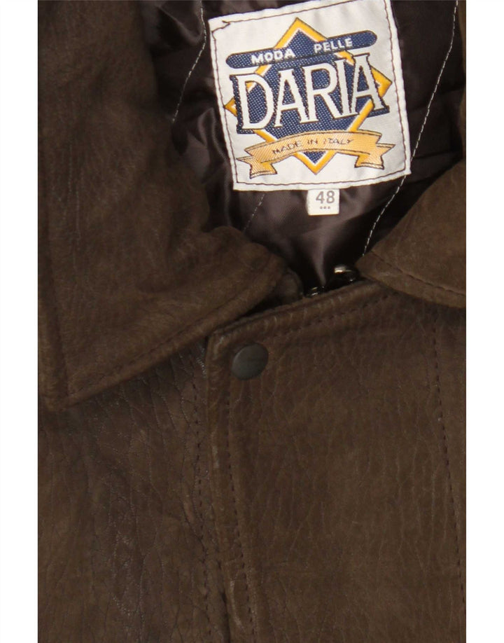 veste en cuir à capuche vintage pour homme IT 48 Marron moyen