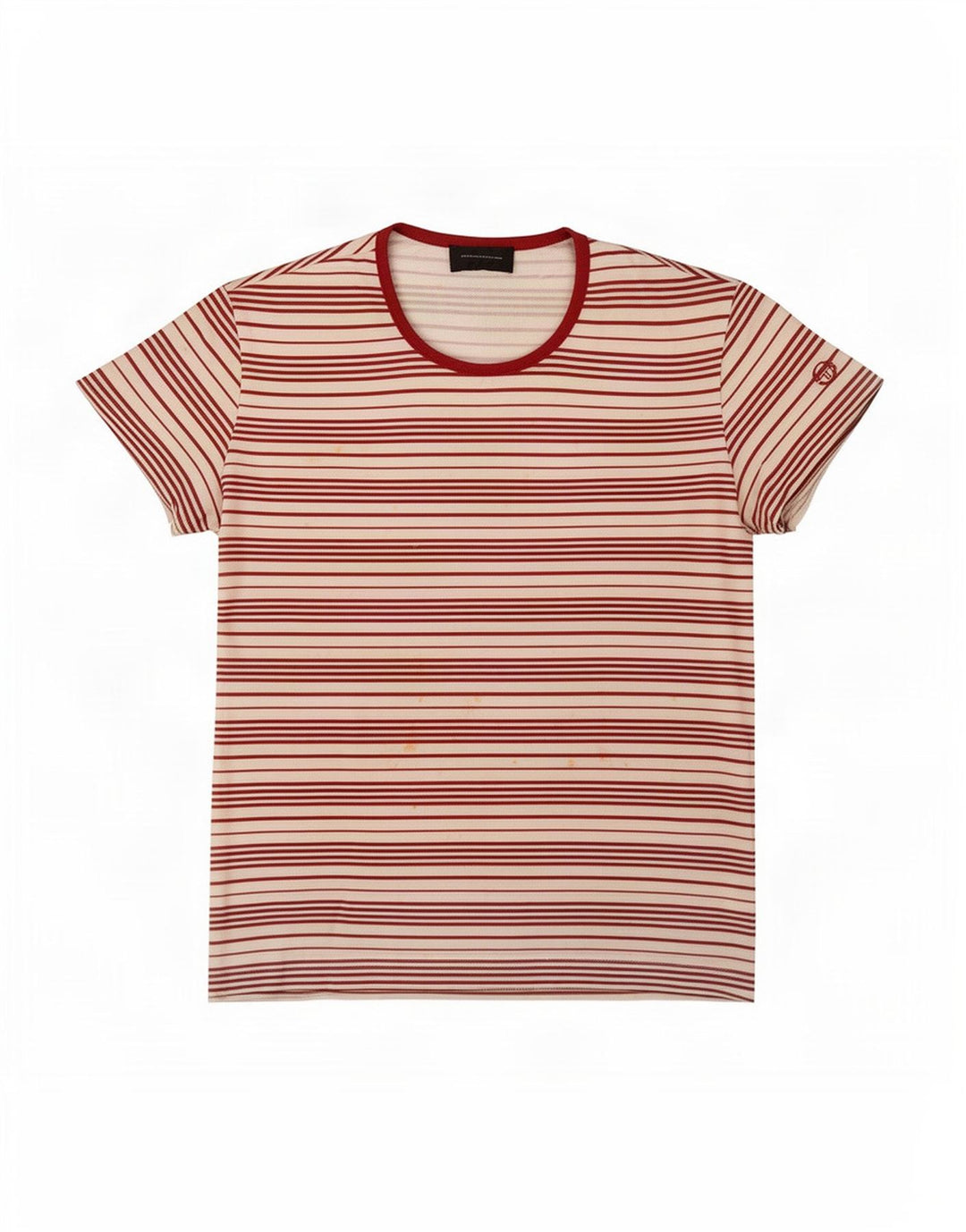 Sergio Tacchini T-Shirt Femme Top IT 44 Polyester Rayé Blanc Moyen
