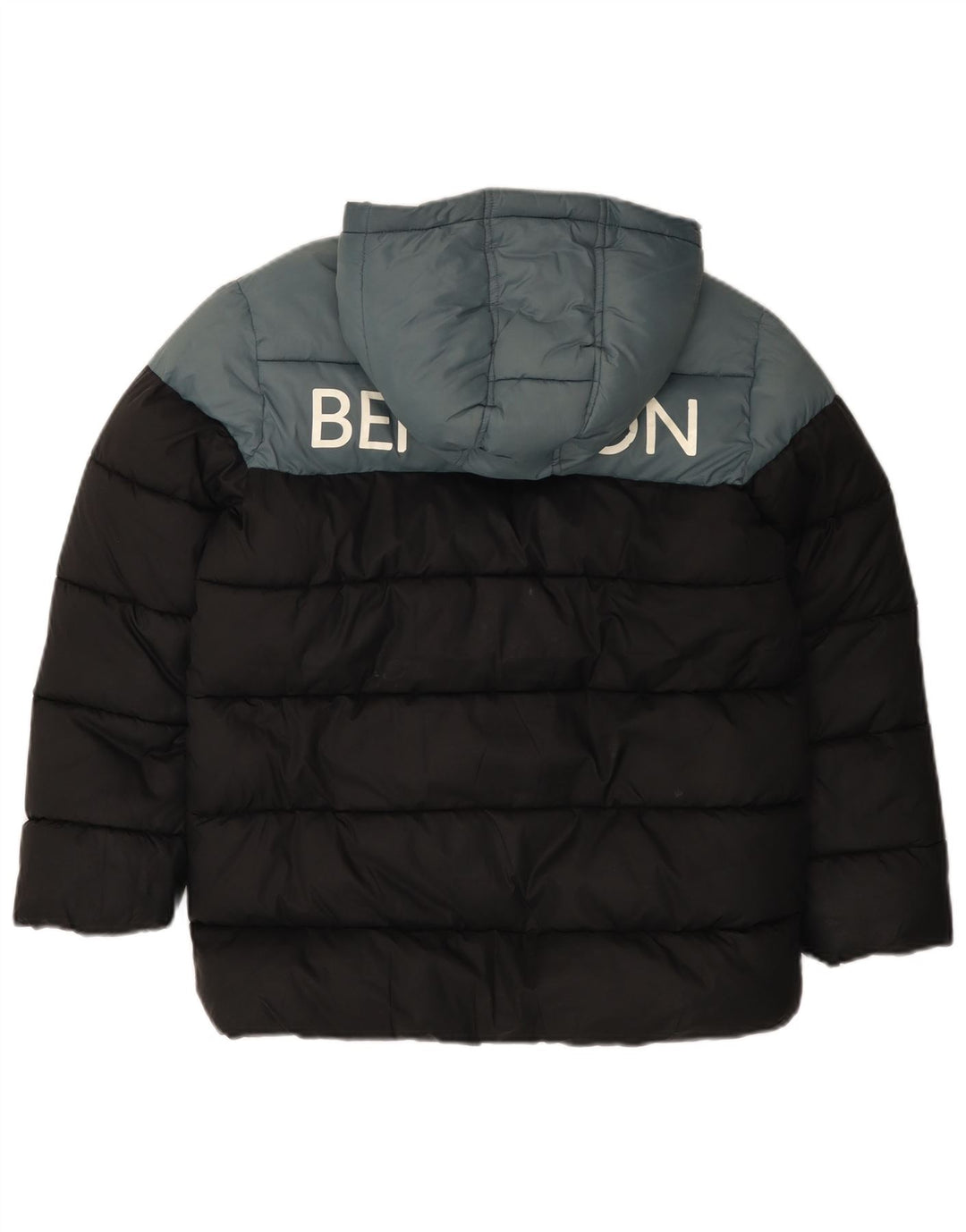 BENETTON Veste matelassée graphique pour garçon 10-11 ans XL Noir Colourblock