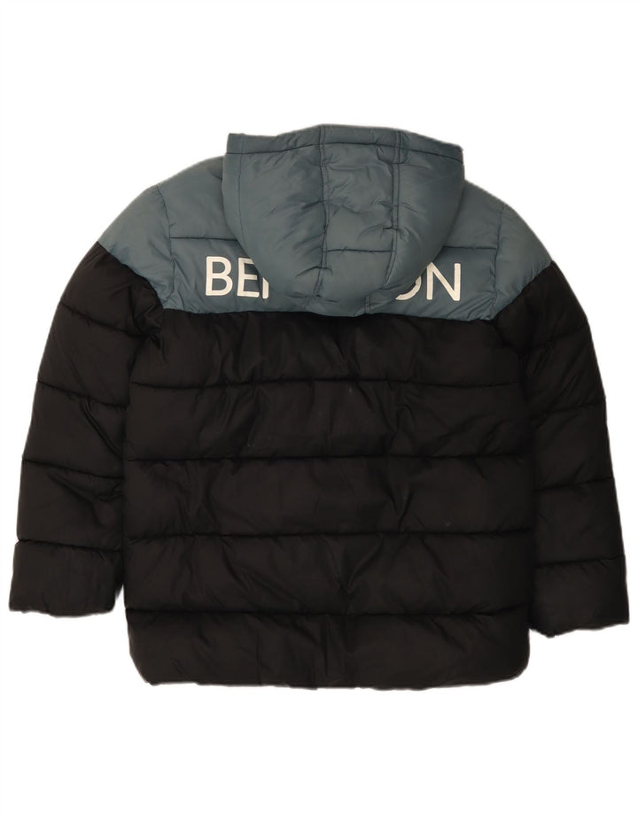 BENETTON Veste matelassée graphique pour garçon 10-11 ans XL Noir Colourblock