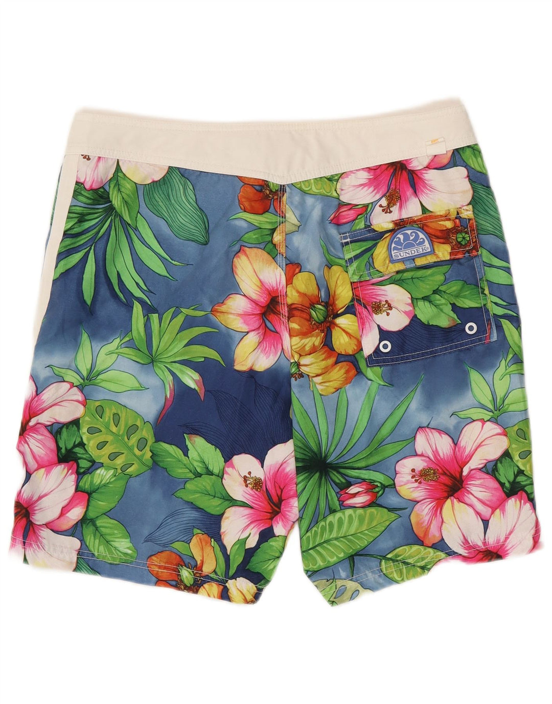 Sundek Short de Bain Homme Bleu Moyen Floral Polyester Hawaïen
