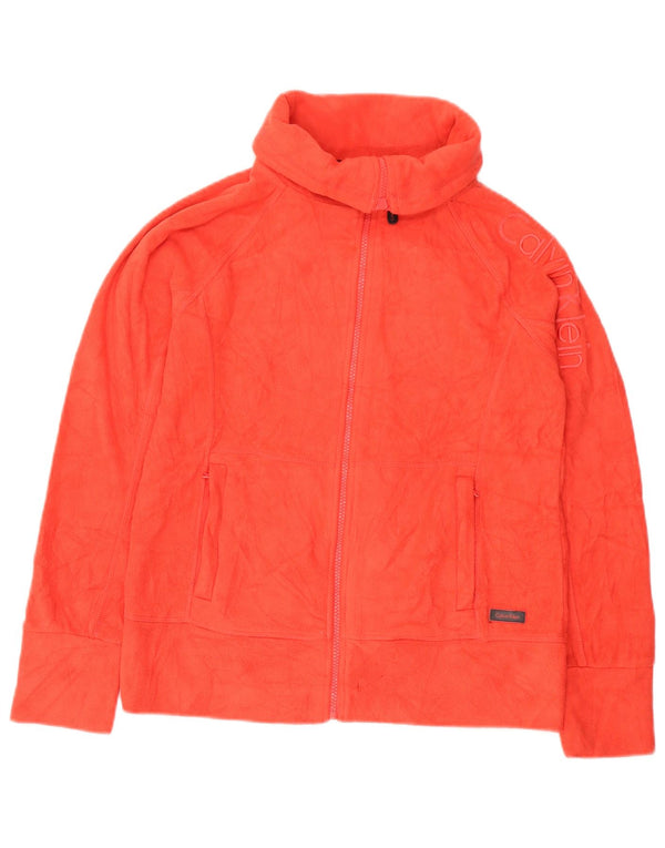 CALVIN KLEIN Veste polaire graphique pour femme UK 10 Small Orange Polyester