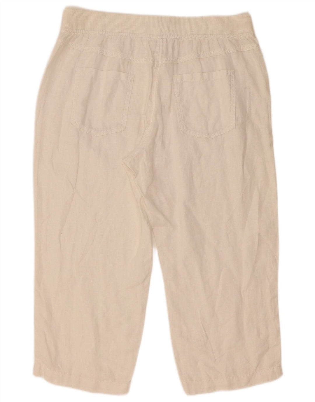 Marks & Spencer Pantalon Capri Droit Femme W32 L21 Lin Blanc