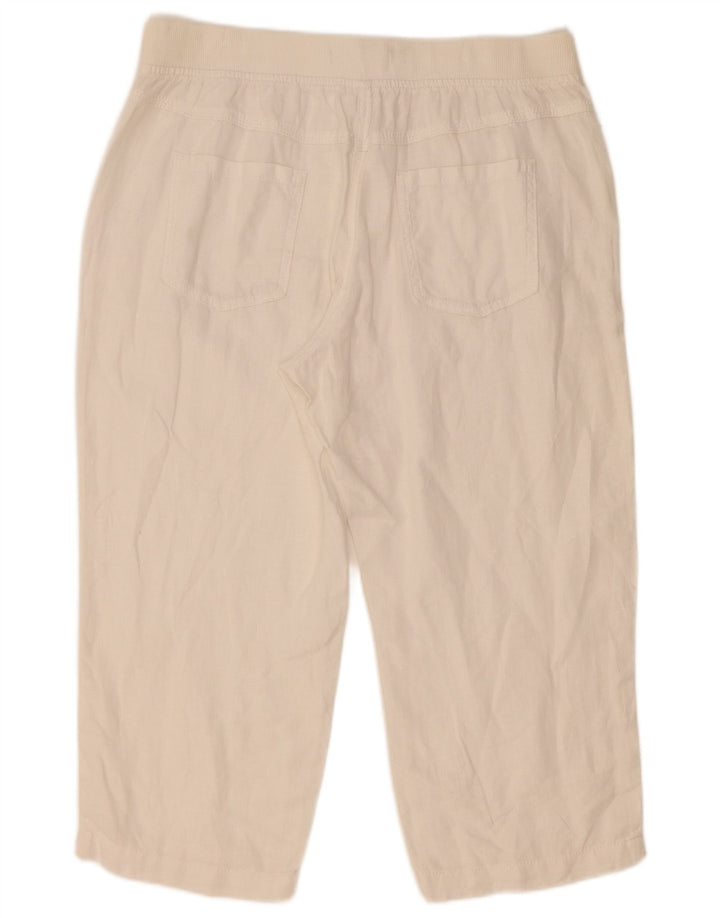 Marks & Spencer Pantalon Capri Droit Femme W32 L21 Lin Blanc