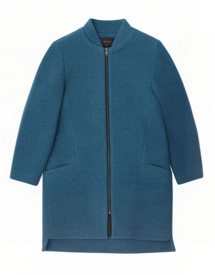 Zara Femme Pardessus UK 14 Medium Bleu Marine Polyester