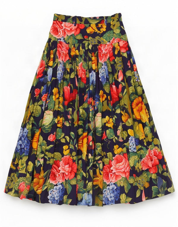 Oilily Jupe Maxi Plissée Femme Large W30 Viscose Florale Multicolore