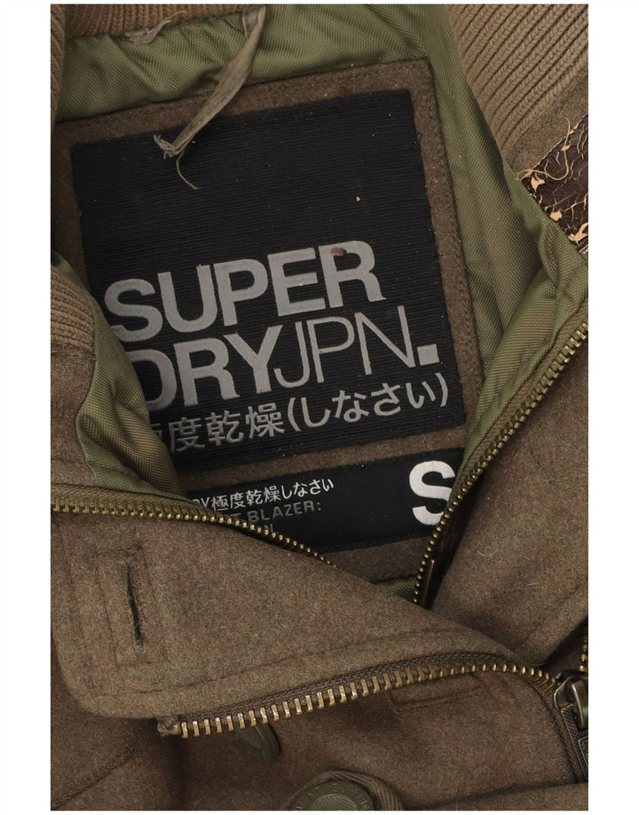 Superdry Veste Militaire Femme UK 10 Petite Laine Kaki