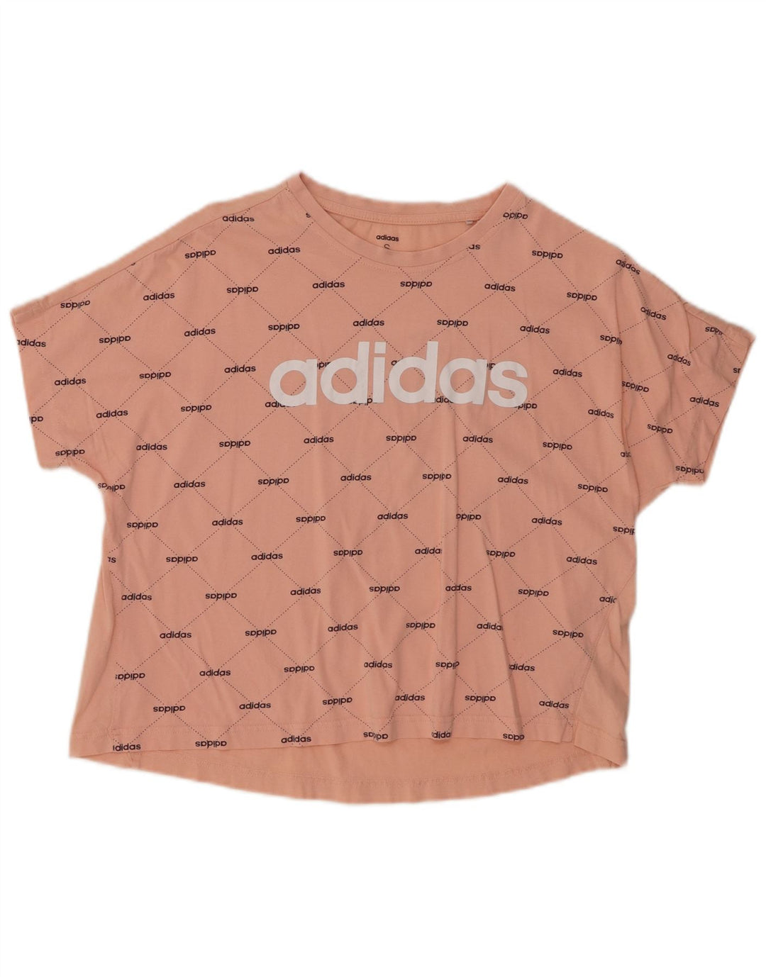 ADIDAS T-shirt court surdimensionné pour femme UK 8/10 Petit coton rose