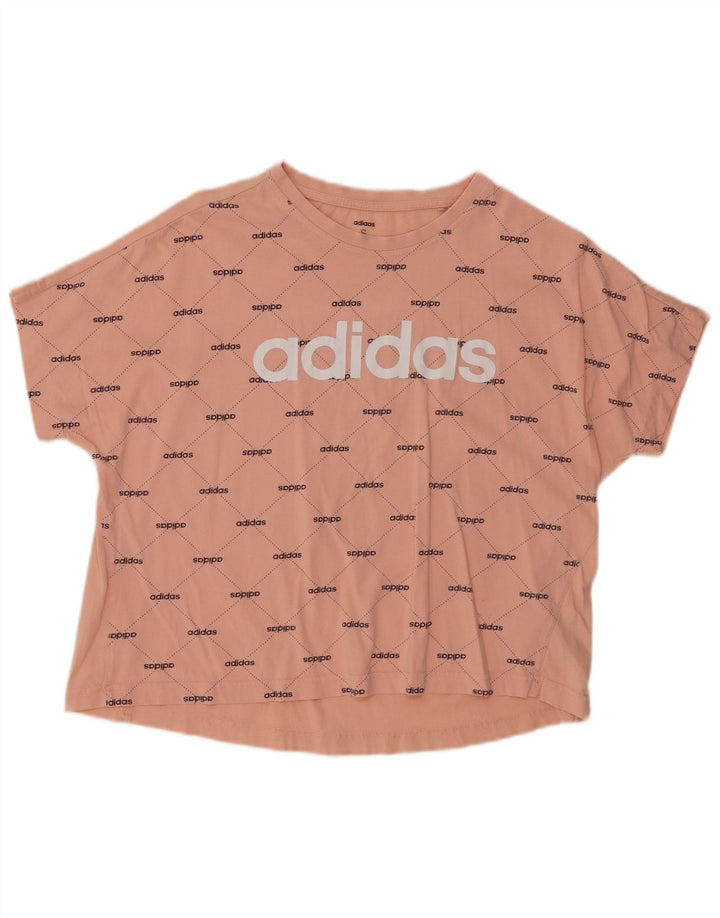 ADIDAS T-shirt court surdimensionné pour femme UK 8/10 Petit coton rose