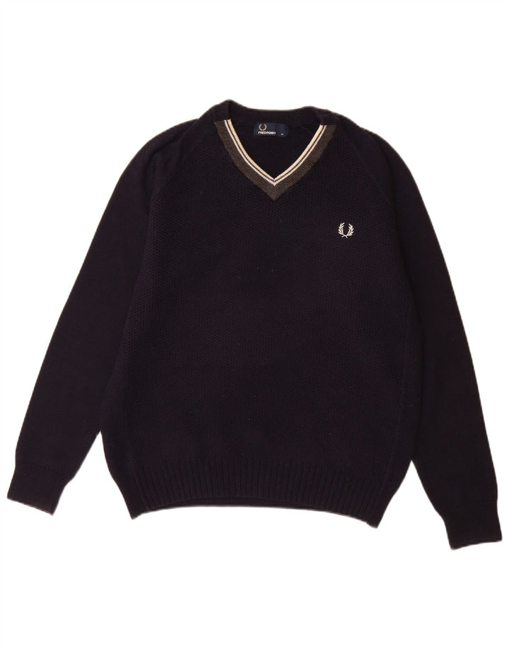 FRED PERRY Pull Col V Homme Bleu Marine Moyen Laine