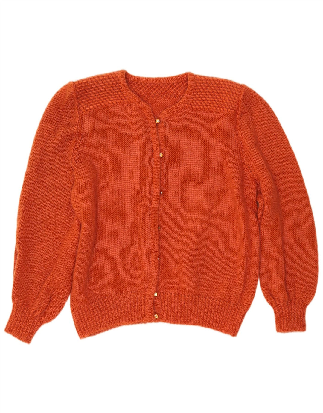 VINTAGE Pull Cardigan Femme UK 16 Grand Orange
