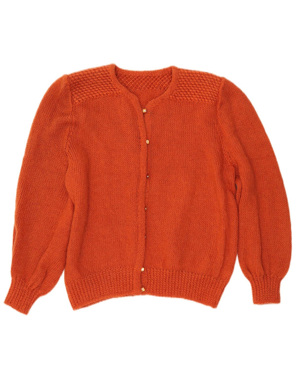 VINTAGE Pull Cardigan Femme UK 16 Grand Orange
