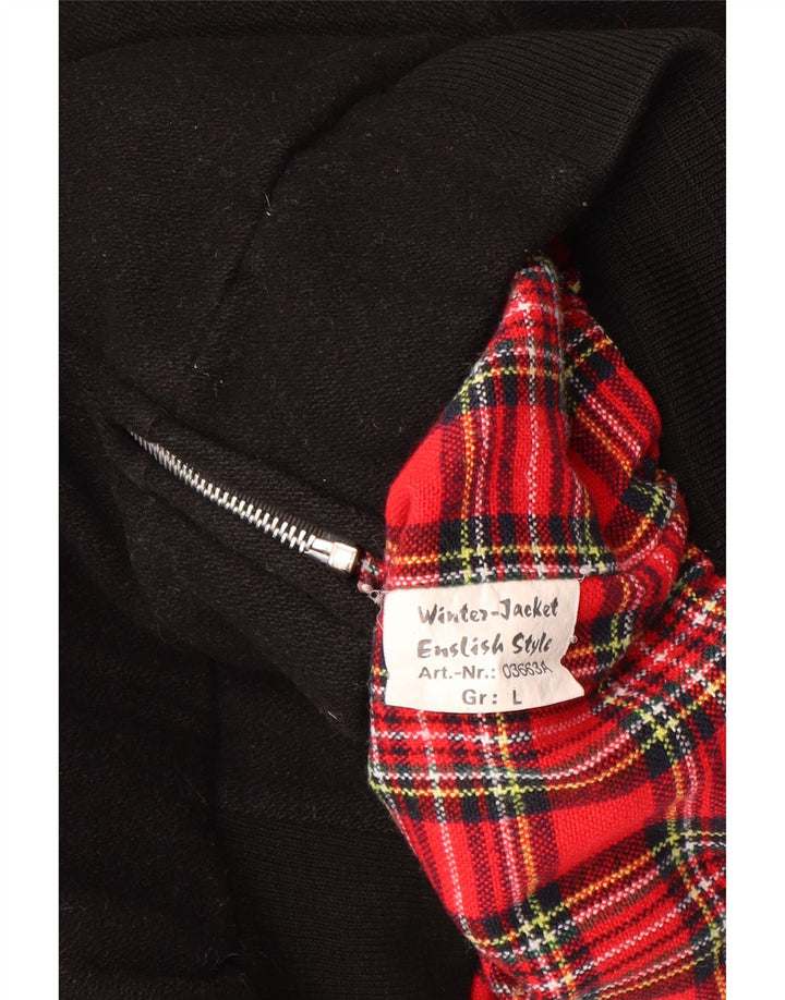 vintage Mens Bomber Jacket UK 40 Grande laine noire